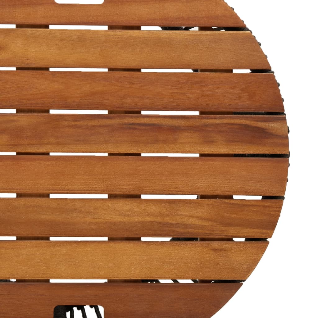 Tuinbijzettafels 2 st met houten blad poly rattan zwart Tuintafels | Creëer jouw Trendy Thuis | Gratis bezorgd & Retour | Trendy.nl