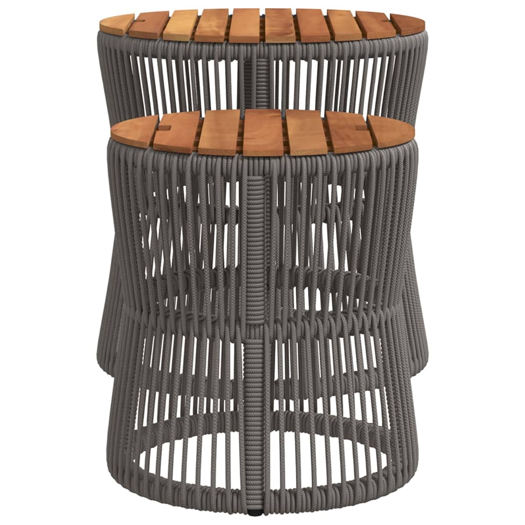 Tuinbijzettafels 2 st met houten blad poly rattan grijs Tuintafels | Creëer jouw Trendy Thuis | Gratis bezorgd & Retour | Trendy.nl