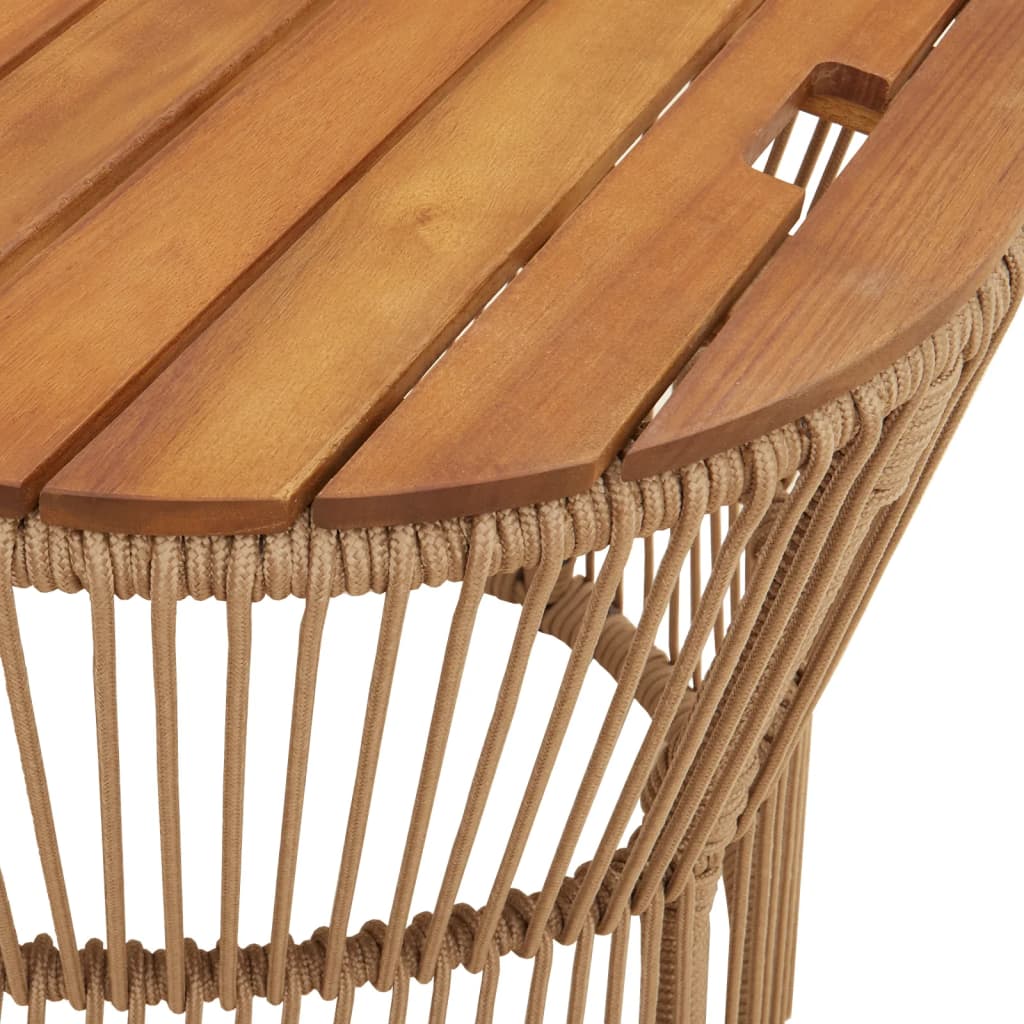 Tuinbijzettafels 2 st met houten blad poly rattan beige Tuintafels | Creëer jouw Trendy Thuis | Gratis bezorgd & Retour | Trendy.nl