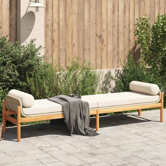 Tuinbank met kussen poly rattan acacia beige Tuinbanken | Creëer jouw Trendy Thuis | Gratis bezorgd & Retour | Trendy.nl