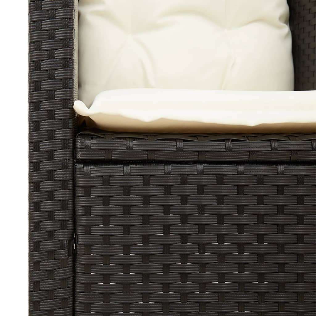 3-delige Bistroset met kussens poly rattan en acaciahout zwart Tuinsets | Creëer jouw Trendy Thuis | Gratis bezorgd & Retour | Trendy.nl