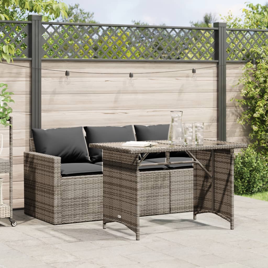 2-delige Tuinset met kussens poly rattan grijs Tuinsets | Creëer jouw Trendy Thuis | Gratis bezorgd & Retour | Trendy.nl