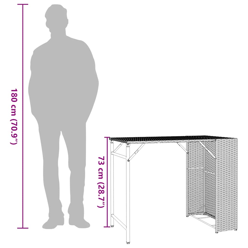 5-delige Tuinset inklapbaar poly rattan lichtgrijs