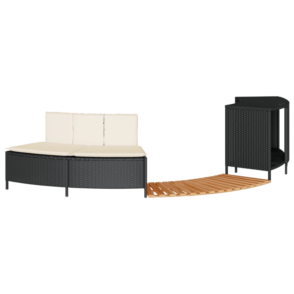 Hottub-ombouw poly rattan en massief acaciahout zwart Accessoires voor zwembaden & spa's | Creëer jouw Trendy Thuis | Gratis bezorgd & Retour | Trendy.nl