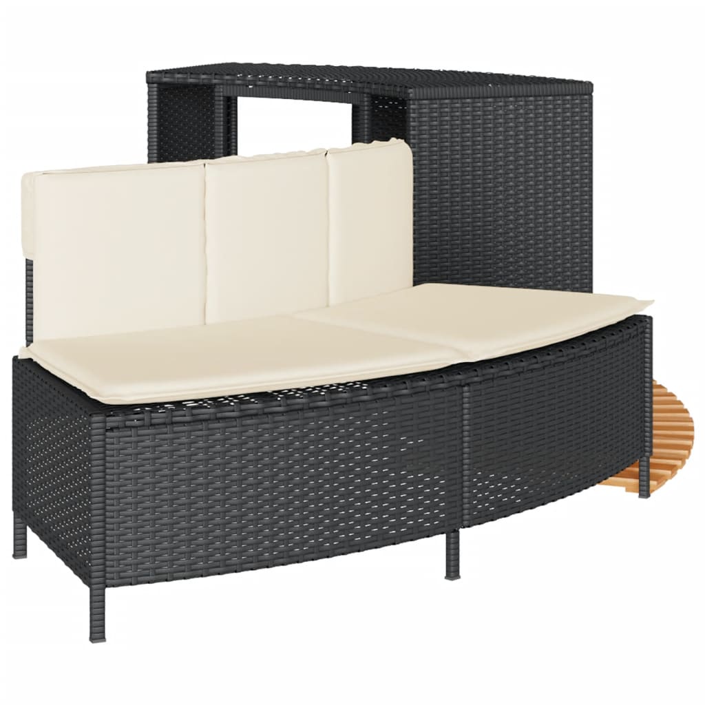 Hottub-ombouw poly rattan en massief acaciahout zwart Accessoires voor zwembaden & spa's | Creëer jouw Trendy Thuis | Gratis bezorgd & Retour | Trendy.nl