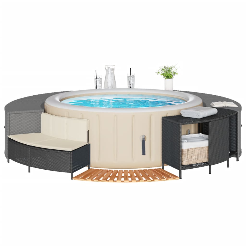 Hottub-ombouw poly rattan en massief acaciahout zwart Accessoires voor zwembaden & spa's | Creëer jouw Trendy Thuis | Gratis bezorgd & Retour | Trendy.nl