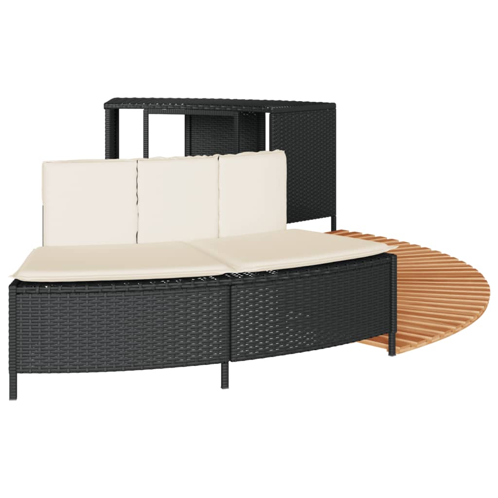 Hottub-ombouw poly rattan en massief acaciahout zwart