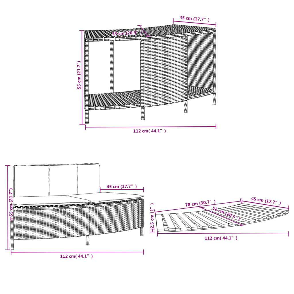 Hottub-ombouw poly rattan en massief acaciahout zwart