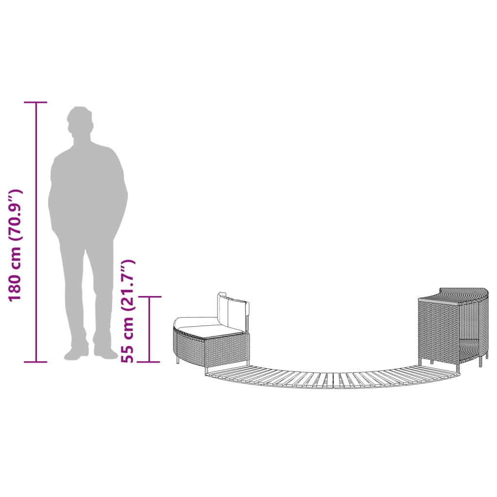 Hottub-ombouw poly rattan en massief acaciahout zwart