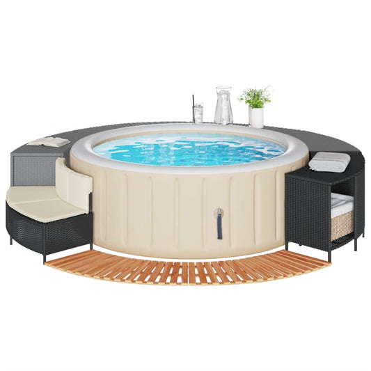 Hottub-ombouw poly rattan en massief acaciahout zwart