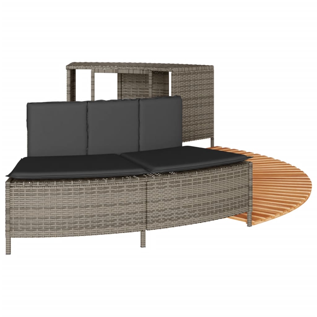 Hottub-ombouw poly rattan massief acaciahout grijs