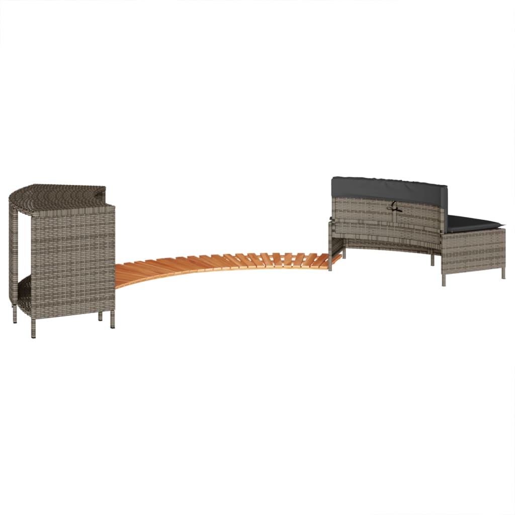 Hottub-ombouw poly rattan massief acaciahout grijs