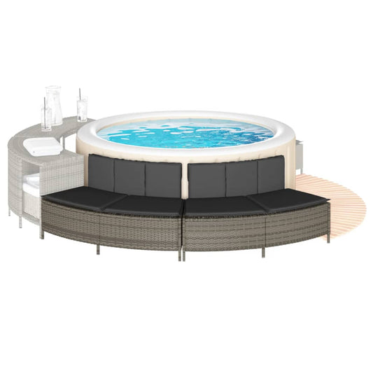 Hottub-bankjes met kussens 2 st poly rattan grijs Accessoires voor zwembaden & spa's | Creëer jouw Trendy Thuis | Gratis bezorgd & Retour | Trendy.nl