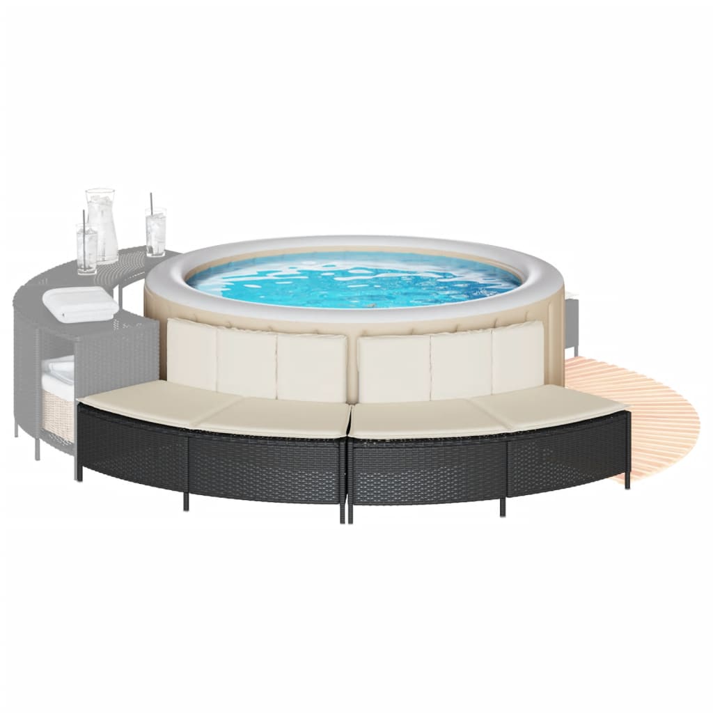 Hottub-bankjes met kussens 2 st poly rattan zwart Accessoires voor zwembaden & spa's | Creëer jouw Trendy Thuis | Gratis bezorgd & Retour | Trendy.nl