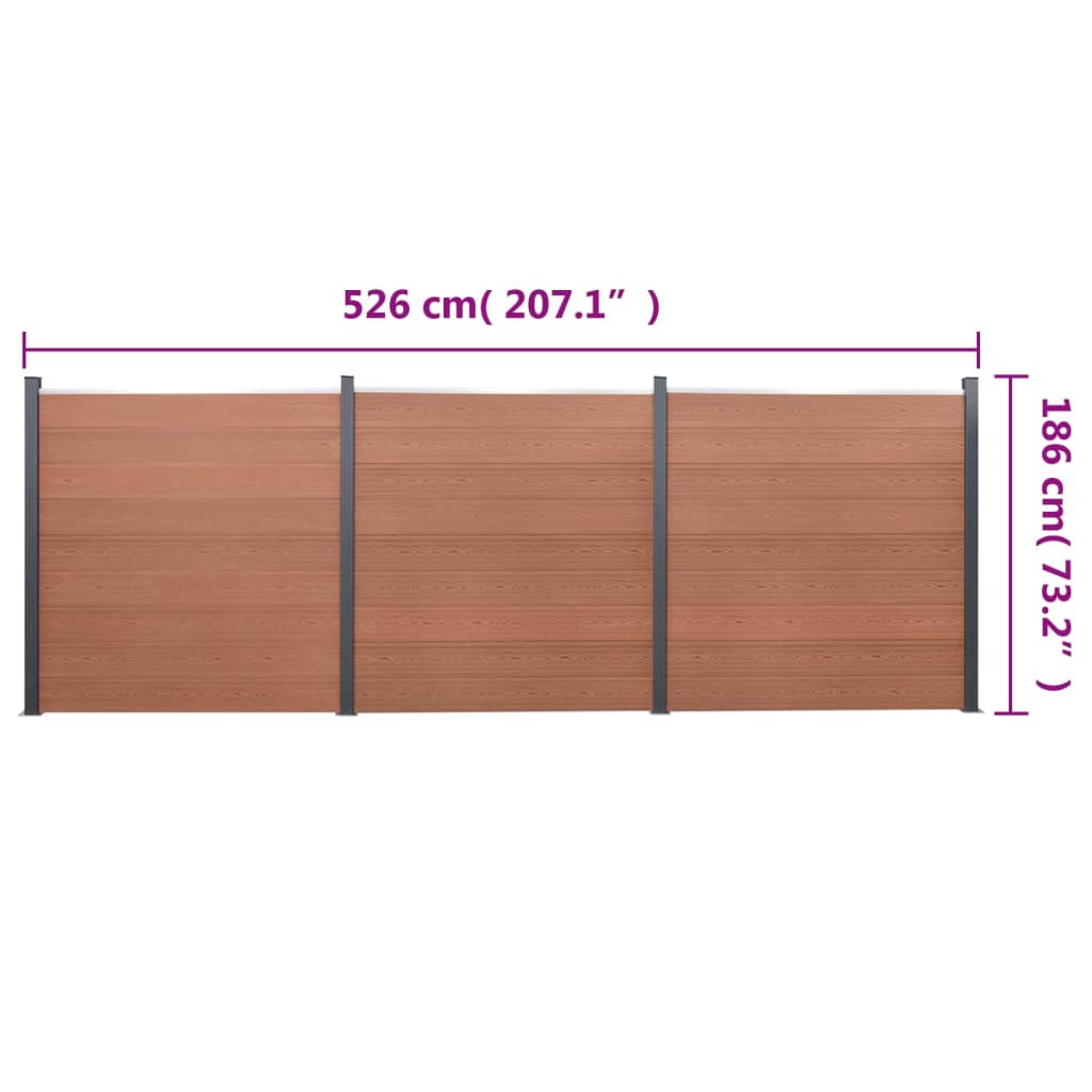 Schuttingpaneelset 526x186 cm HKC bruin Schuttingen & hekwerken | Creëer jouw Trendy Thuis | Gratis bezorgd & Retour | Trendy.nl