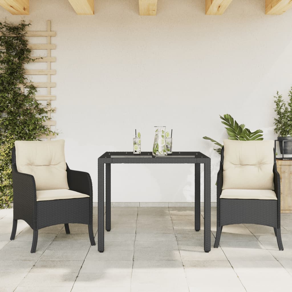 3-delige Tuinset met kussens poly rattan zwart Tuinsets | Creëer jouw Trendy Thuis | Gratis bezorgd & Retour | Trendy.nl