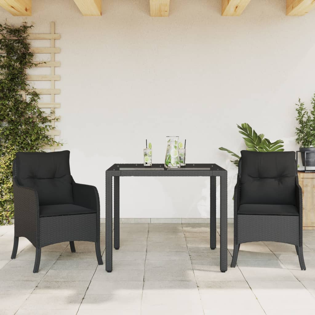 3-delige Tuinset met kussens poly rattan zwart Tuinsets | Creëer jouw Trendy Thuis | Gratis bezorgd & Retour | Trendy.nl