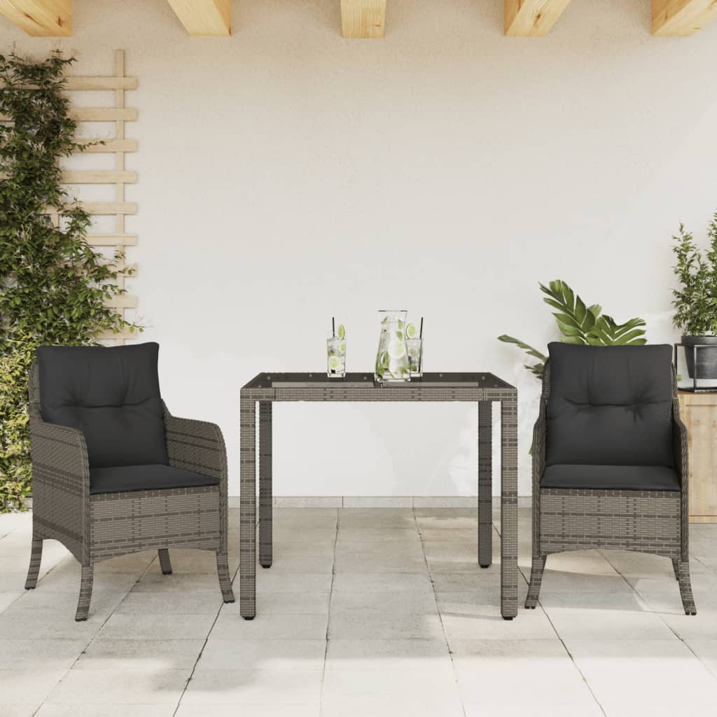 3-delige Tuinset met kussens poly rattan grijs Tuinsets | Creëer jouw Trendy Thuis | Gratis bezorgd & Retour | Trendy.nl