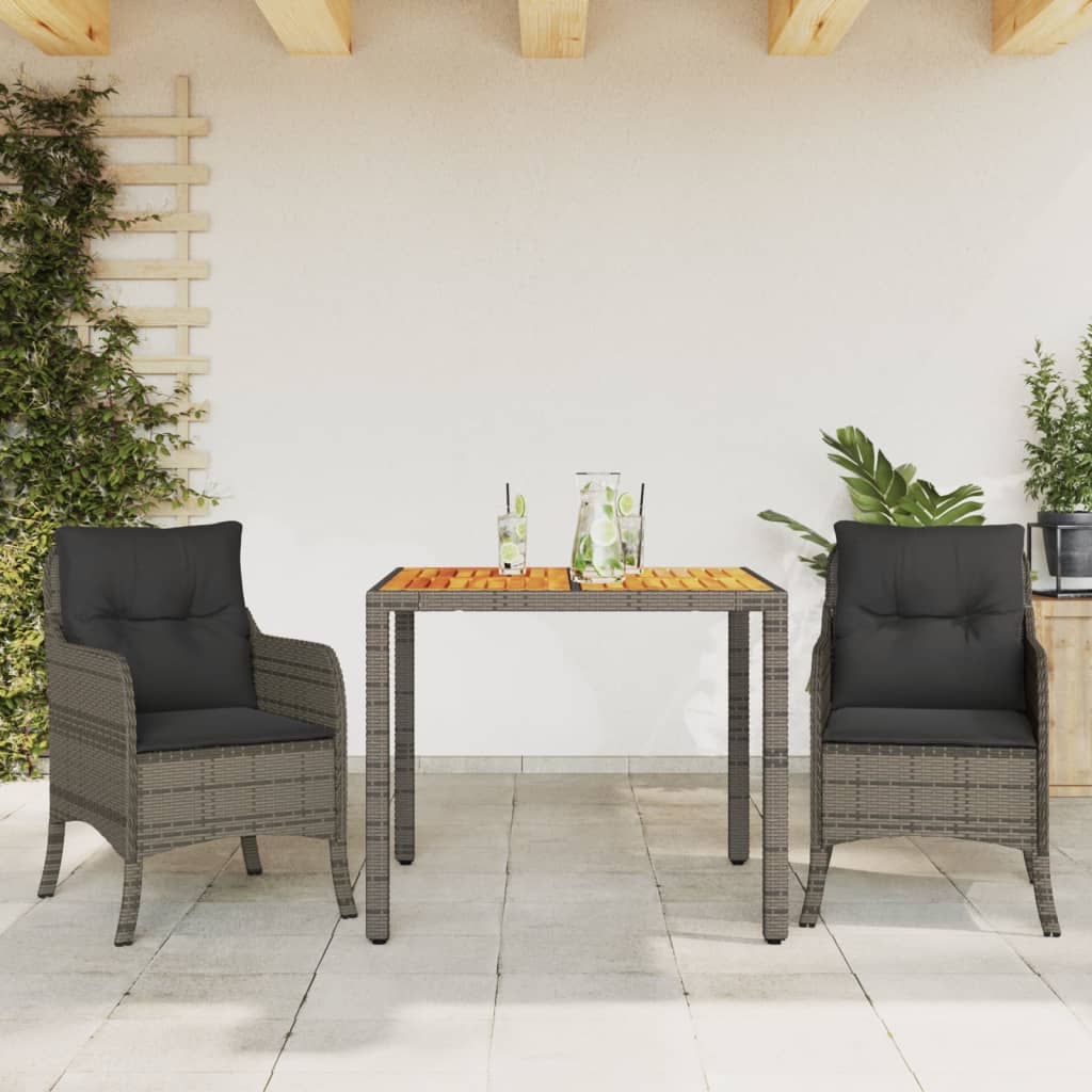 3-delige Tuinset met kussens poly rattan grijs Tuinsets | Creëer jouw Trendy Thuis | Gratis bezorgd & Retour | Trendy.nl