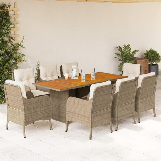 9-delige Tuinset met kussens poly rattan beige Tuinsets | Creëer jouw Trendy Thuis | Gratis bezorgd & Retour | Trendy.nl