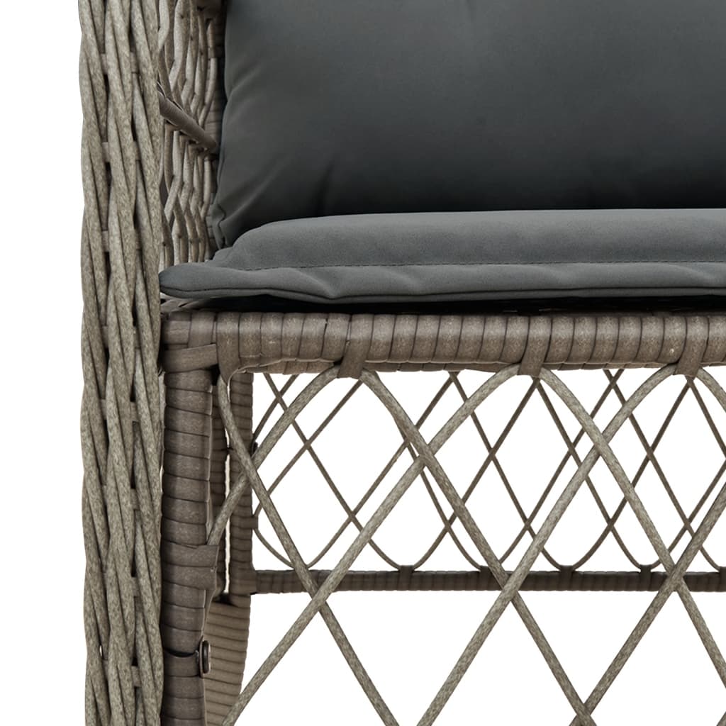 3-delige Bistroset met kussens poly rattan grijs Tuinsets | Creëer jouw Trendy Thuis | Gratis bezorgd & Retour | Trendy.nl