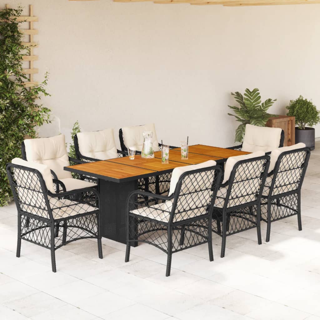 9-delige Tuinset poly rattan zwart Tuinsets | Creëer jouw Trendy Thuis | Gratis bezorgd & Retour | Trendy.nl