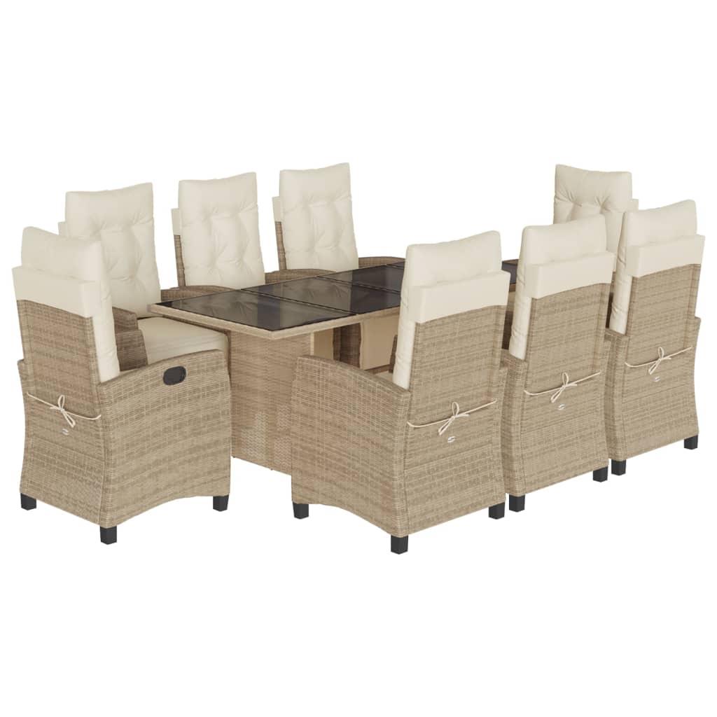 9-delige Tuinset met kussens poly rattan beige Tuinsets | Creëer jouw Trendy Thuis | Gratis bezorgd & Retour | Trendy.nl