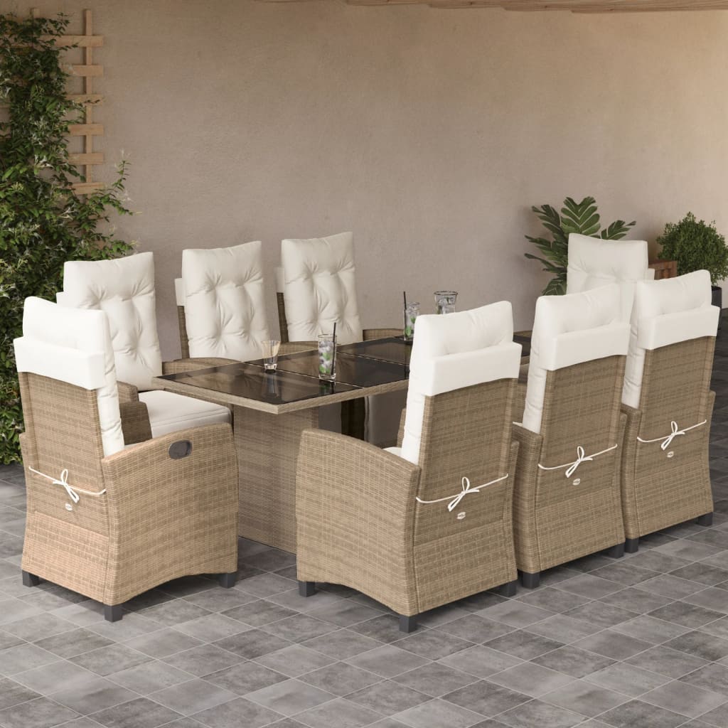 9-delige Tuinset met kussens poly rattan beige Tuinsets | Creëer jouw Trendy Thuis | Gratis bezorgd & Retour | Trendy.nl