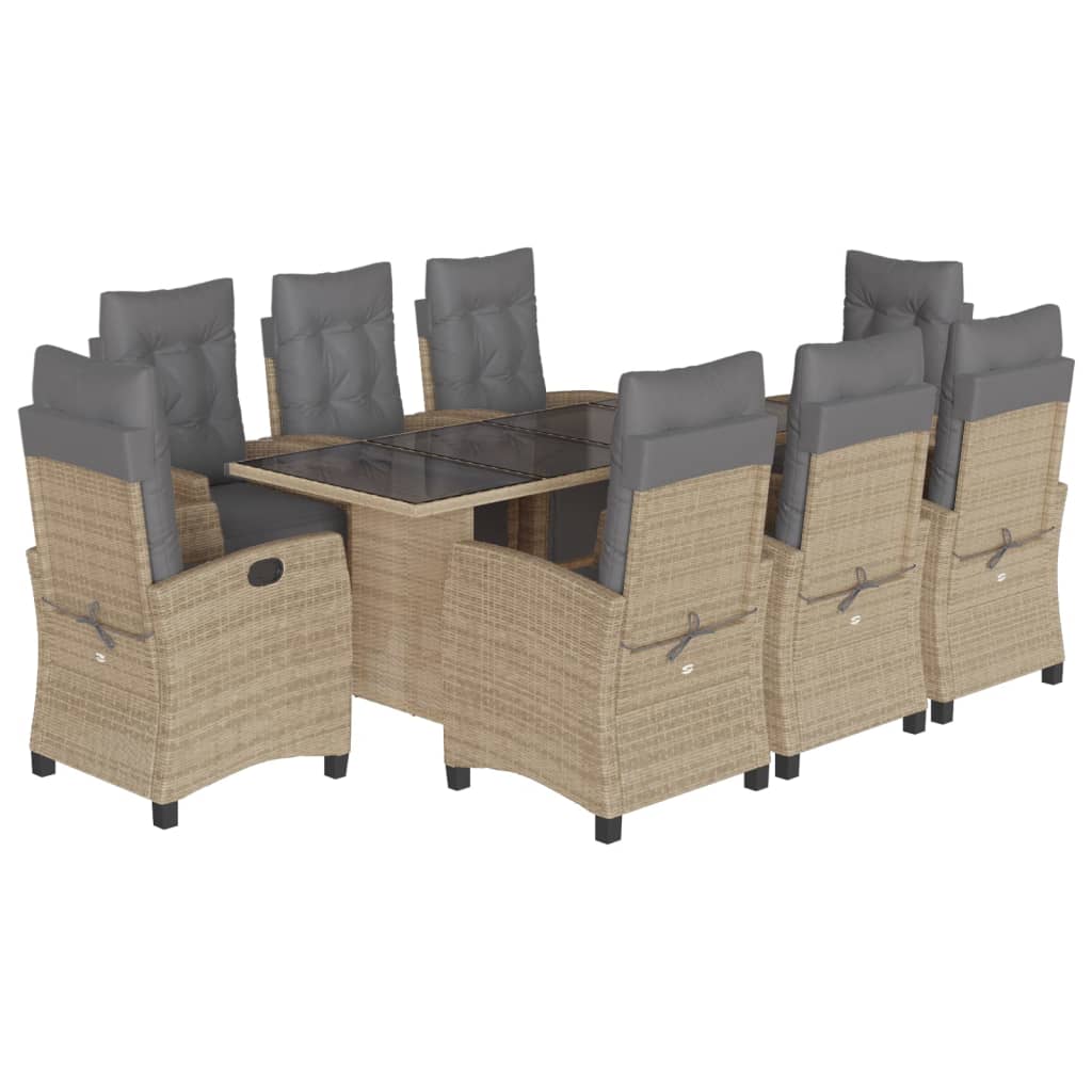 9-delige Tuinset met kussens poly rattan gemengd beige Tuinsets | Creëer jouw Trendy Thuis | Gratis bezorgd & Retour | Trendy.nl