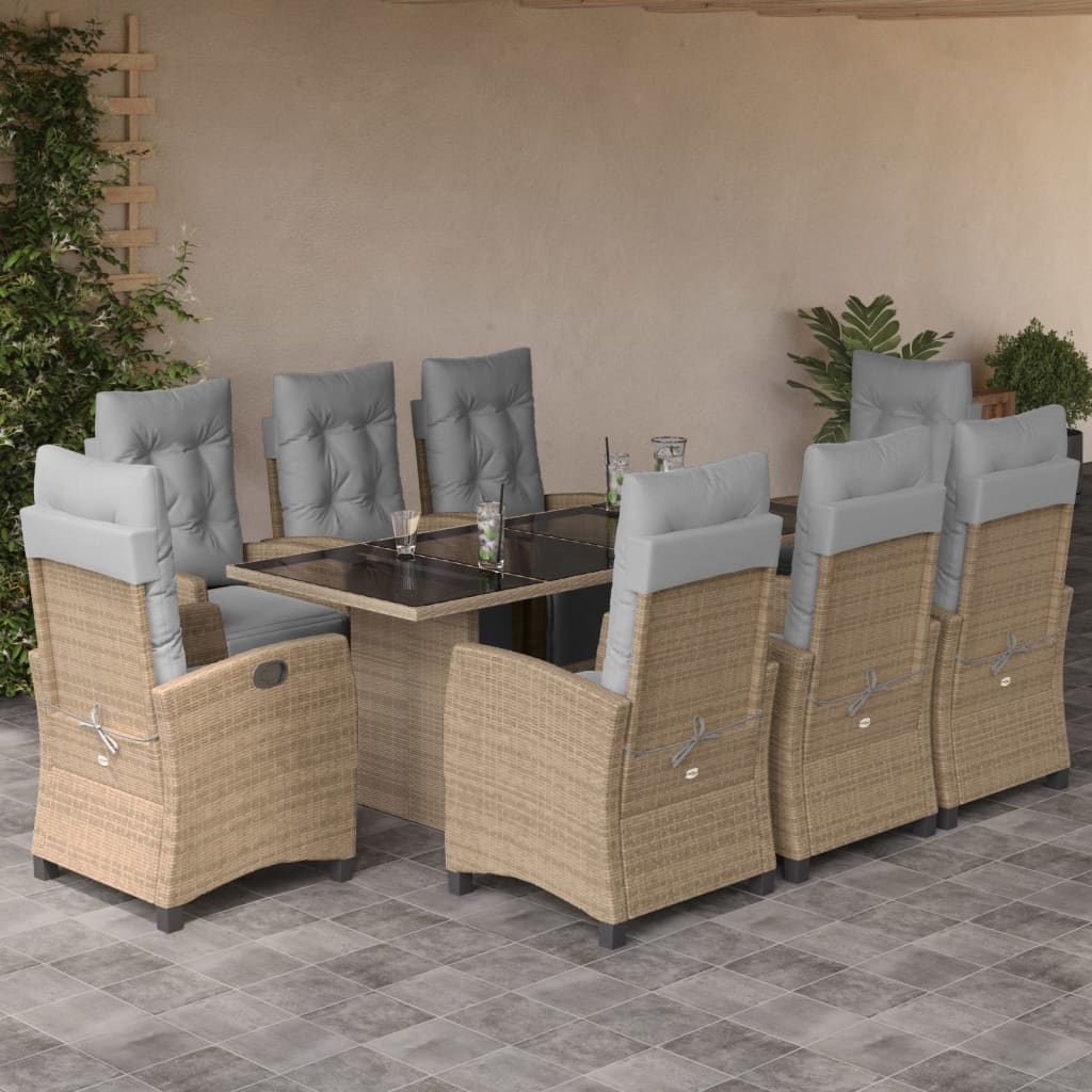 9-delige Tuinset met kussens poly rattan gemengd beige Tuinsets | Creëer jouw Trendy Thuis | Gratis bezorgd & Retour | Trendy.nl