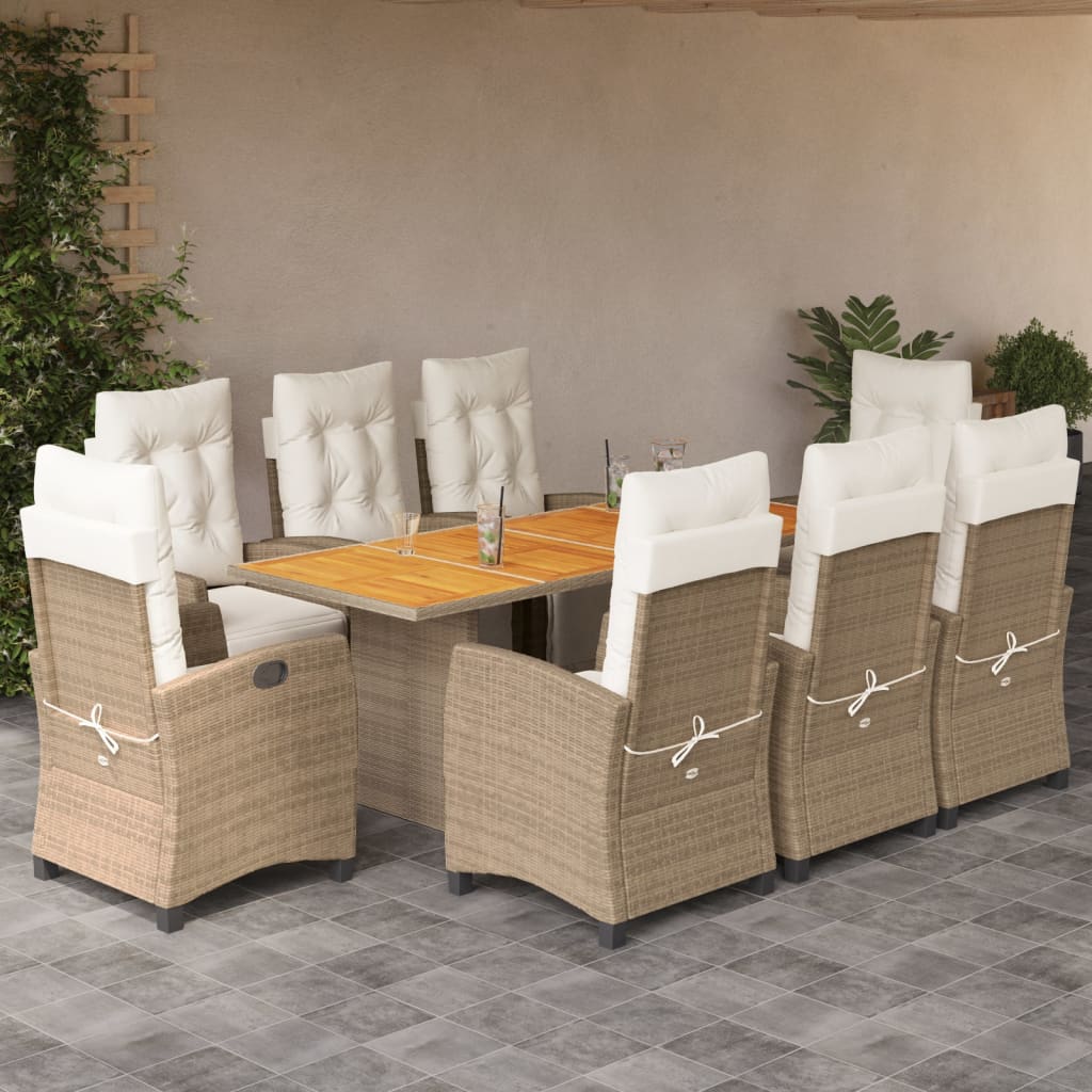 9-delige Tuinset met kussens poly rattan beige Tuinsets | Creëer jouw Trendy Thuis | Gratis bezorgd & Retour | Trendy.nl