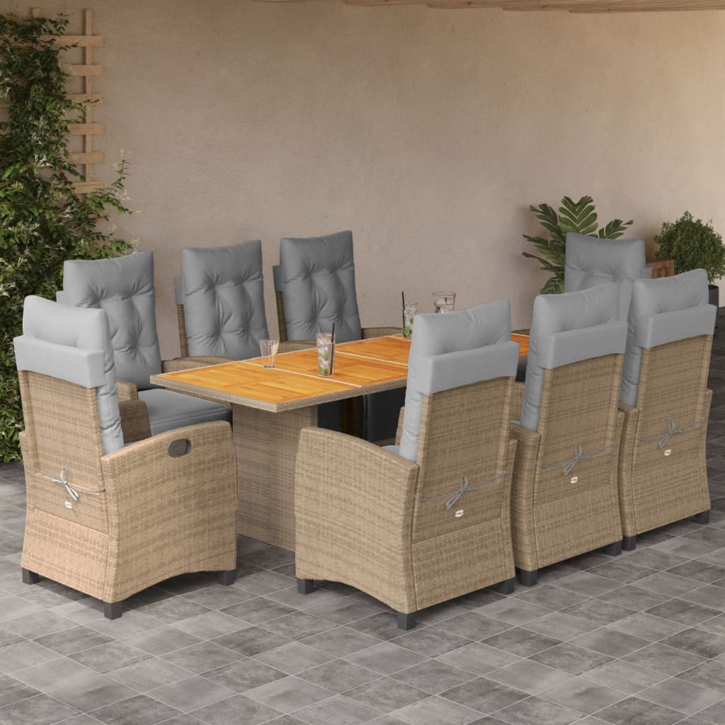 9-delige Tuinset met kussens poly rattan gemengd beige Tuinsets | Creëer jouw Trendy Thuis | Gratis bezorgd & Retour | Trendy.nl