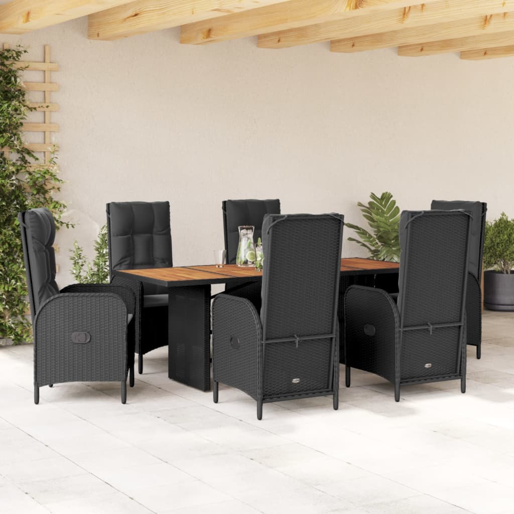 7-delige Tuinset met kussens poly rattan zwart Tuinsets | Creëer jouw Trendy Thuis | Gratis bezorgd & Retour | Trendy.nl