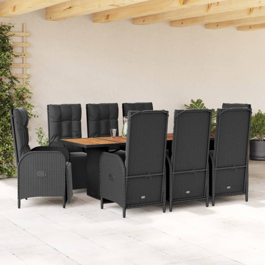 9-delige Tuinset poly rattan zwart Tuinsets | Creëer jouw Trendy Thuis | Gratis bezorgd & Retour | Trendy.nl