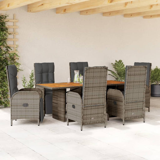 7-delige Tuinset met kussens poly rattan grijs Tuinsets | Creëer jouw Trendy Thuis | Gratis bezorgd & Retour | Trendy.nl