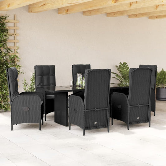 7-delige Tuinset met kussens poly rattan zwart Tuinsets | Creëer jouw Trendy Thuis | Gratis bezorgd & Retour | Trendy.nl