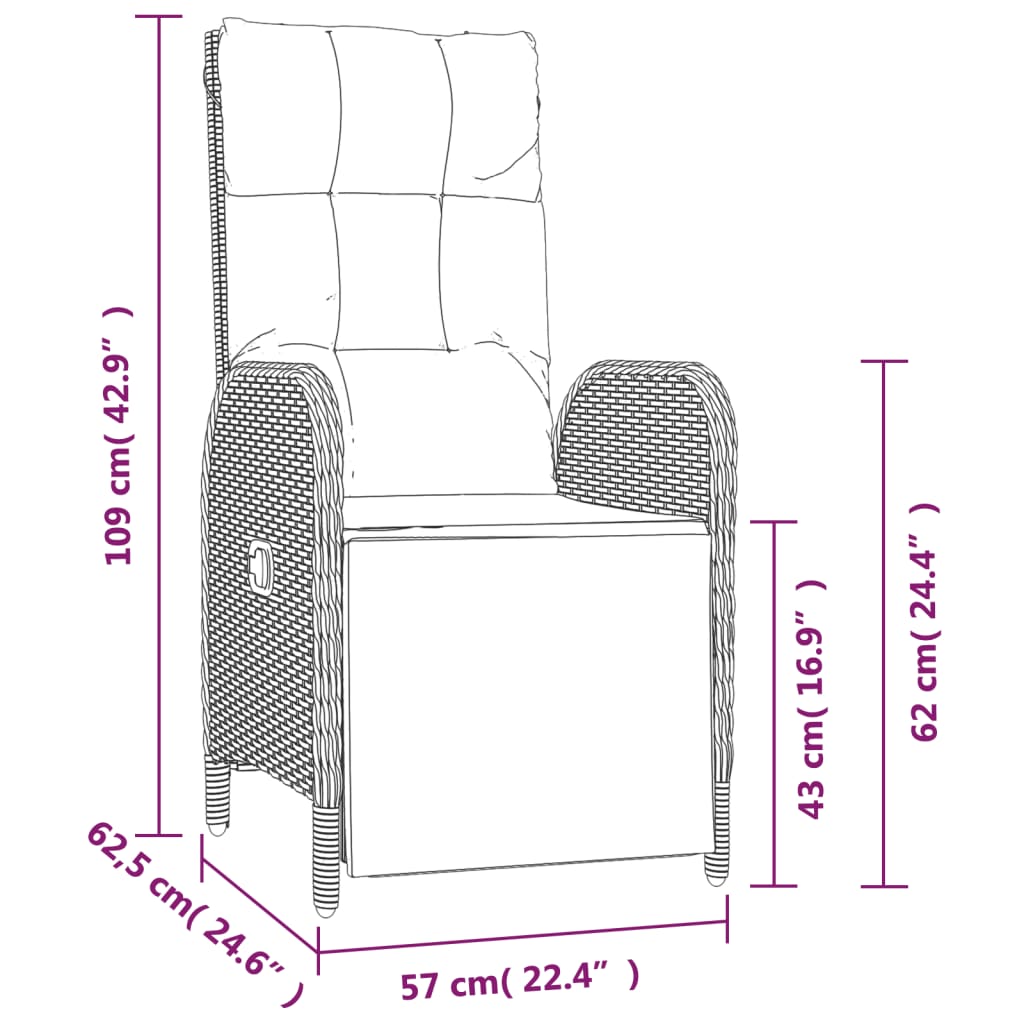 9-delige Tuinset poly rattan zwart Tuinsets | Creëer jouw Trendy Thuis | Gratis bezorgd & Retour | Trendy.nl