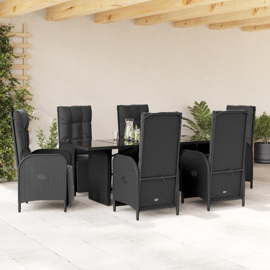 7-delige Tuinset met kussens poly rattan zwart Tuinsets | Creëer jouw Trendy Thuis | Gratis bezorgd & Retour | Trendy.nl