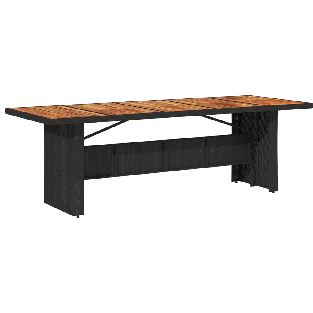 Tuintafel met acaciahouten blad 240x90x75 cm poly rattan zwart Tuintafels | Creëer jouw Trendy Thuis | Gratis bezorgd & Retour | Trendy.nl