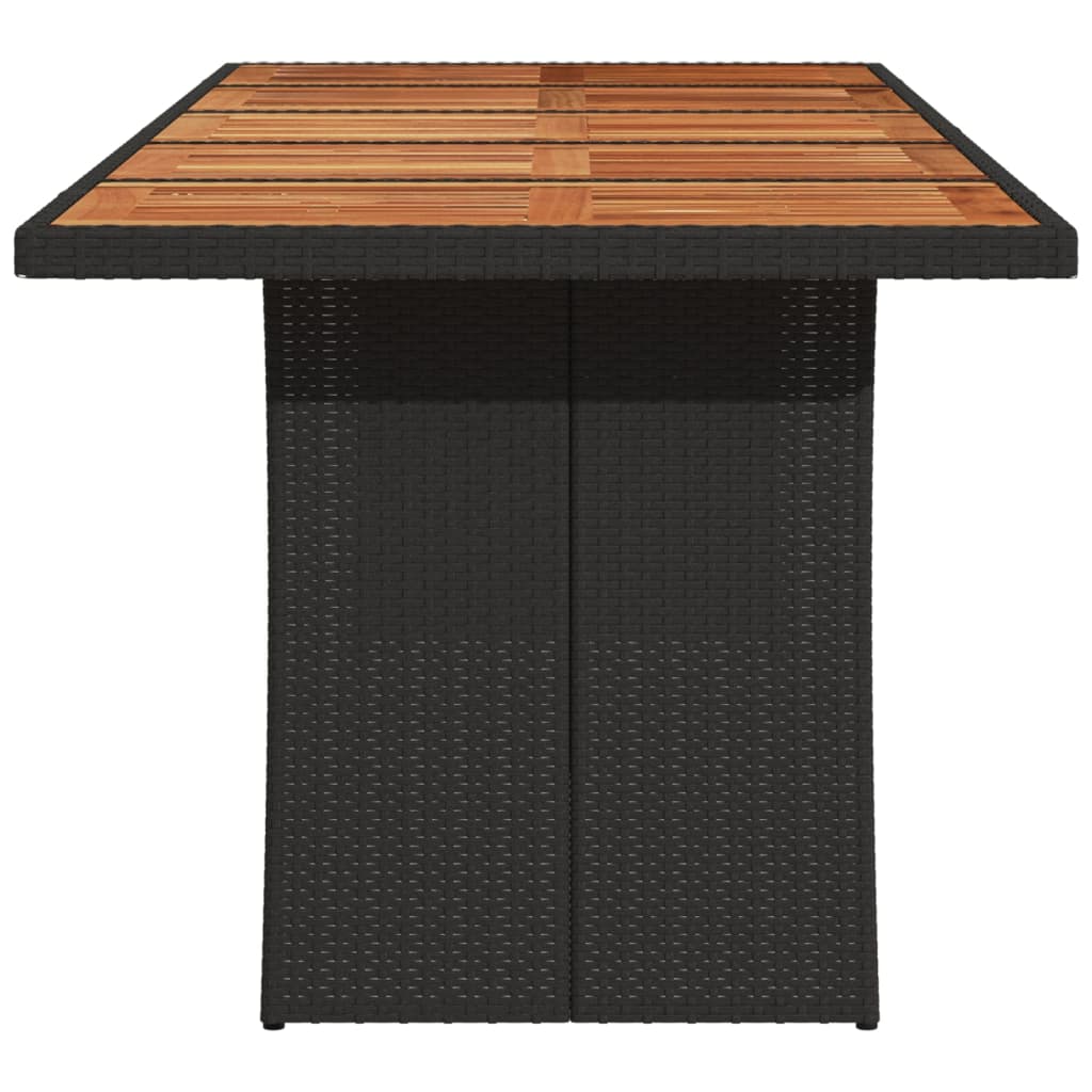 Tuintafel met acaciahouten blad 240x90x75 cm poly rattan zwart Tuintafels | Creëer jouw Trendy Thuis | Gratis bezorgd & Retour | Trendy.nl