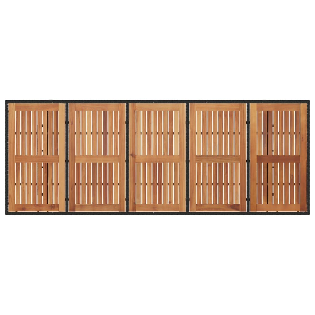 Tuintafel met acaciahouten blad 240x90x75 cm poly rattan zwart Tuintafels | Creëer jouw Trendy Thuis | Gratis bezorgd & Retour | Trendy.nl