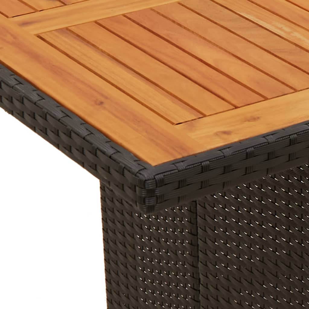 Tuintafel met acaciahouten blad 240x90x75 cm poly rattan zwart Tuintafels | Creëer jouw Trendy Thuis | Gratis bezorgd & Retour | Trendy.nl