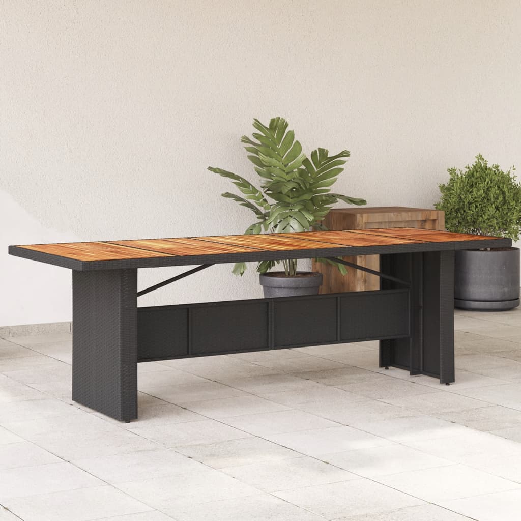 Tuintafel met acaciahouten blad 240x90x75 cm poly rattan zwart Tuintafels | Creëer jouw Trendy Thuis | Gratis bezorgd & Retour | Trendy.nl