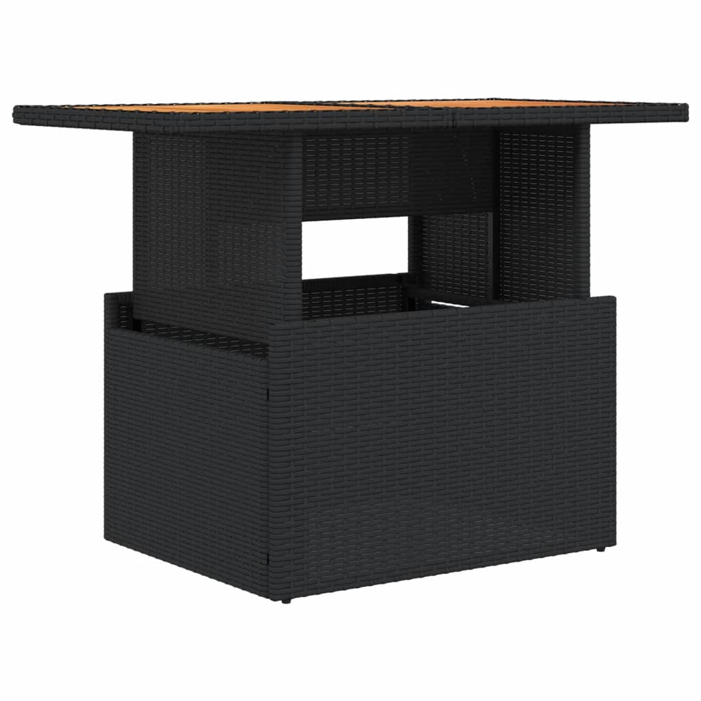 Rattan Tuintafel 100x55x73 cm poly rattan en acaciahout zwart Tuintafels | Creëer jouw Trendy Thuis | Gratis bezorgd & Retour | Trendy.nl