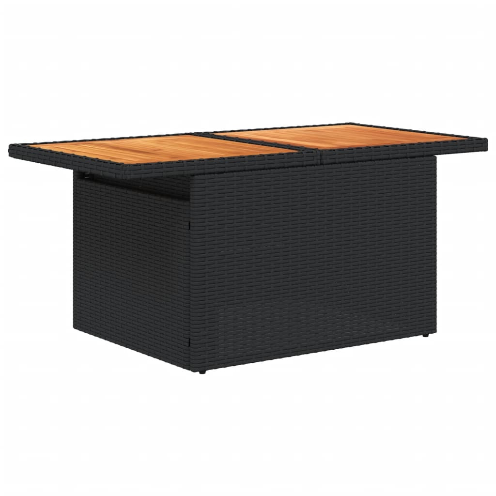 Rattan Tuintafel 100x55x73 cm poly rattan en acaciahout zwart Tuintafels | Creëer jouw Trendy Thuis | Gratis bezorgd & Retour | Trendy.nl