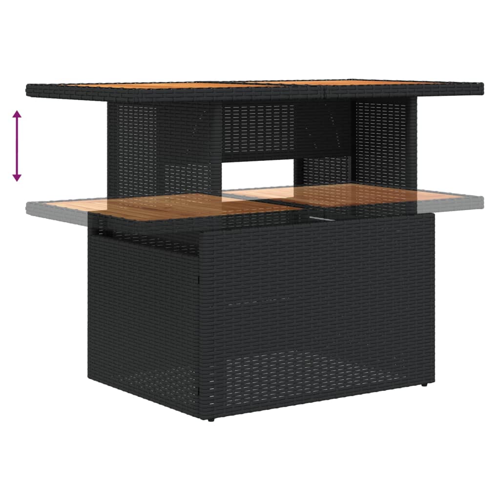 Rattan Tuintafel 100x55x73 cm poly rattan en acaciahout zwart Tuintafels | Creëer jouw Trendy Thuis | Gratis bezorgd & Retour | Trendy.nl