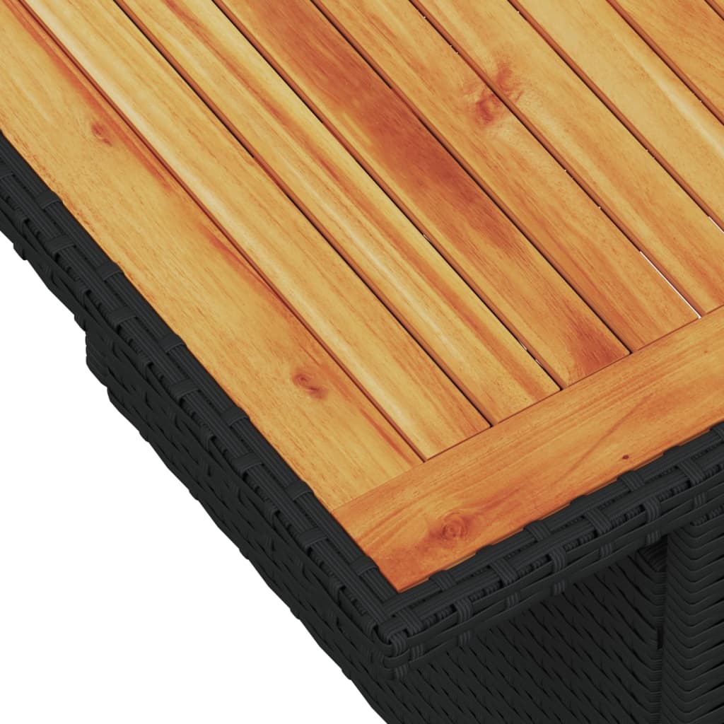 Rattan Tuintafel 100x55x73 cm poly rattan en acaciahout zwart Tuintafels | Creëer jouw Trendy Thuis | Gratis bezorgd & Retour | Trendy.nl