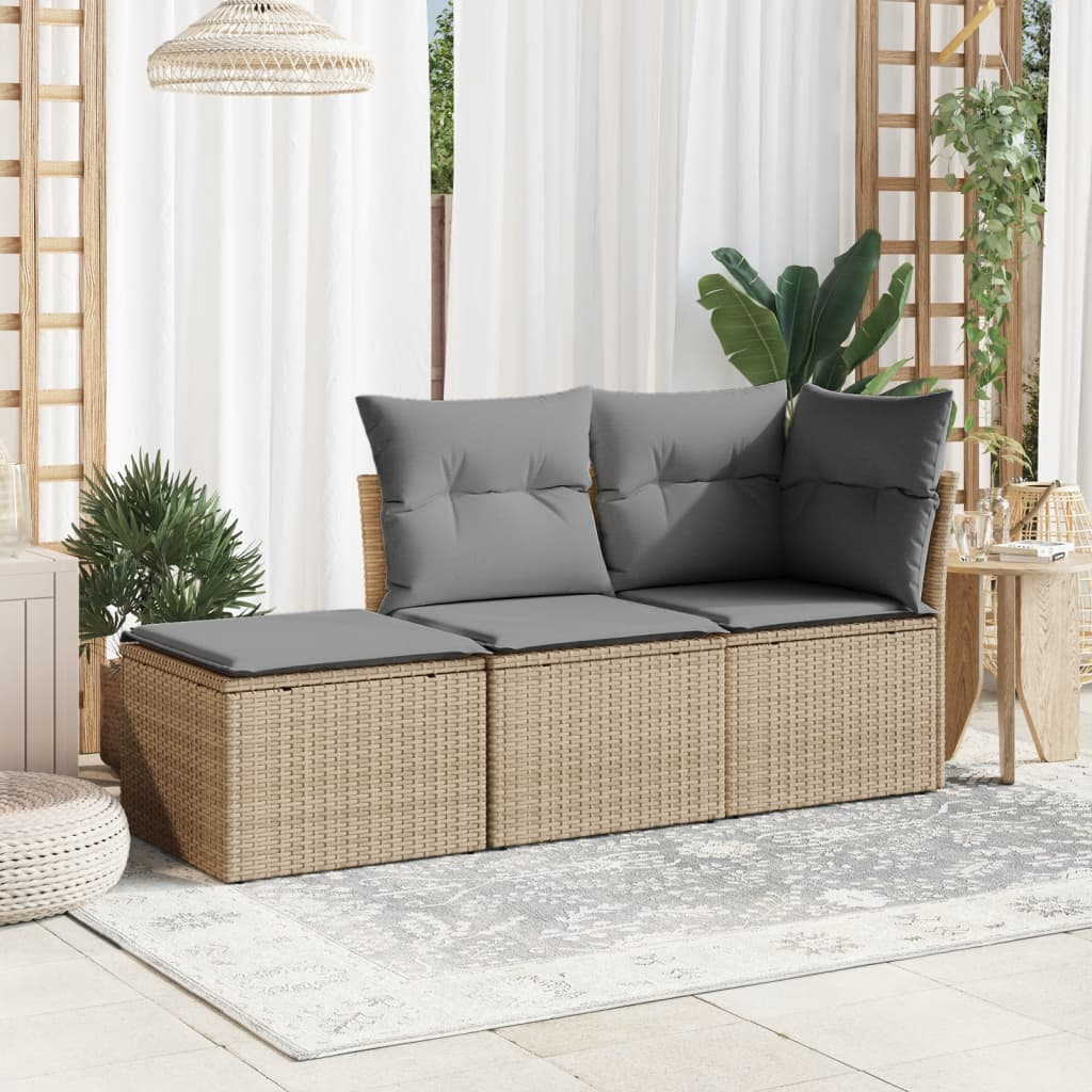 Tuinkruk met kussen 55x55x37 cm poly rattan beige Tuinpoefs | Creëer jouw Trendy Thuis | Gratis bezorgd & Retour | Trendy.nl