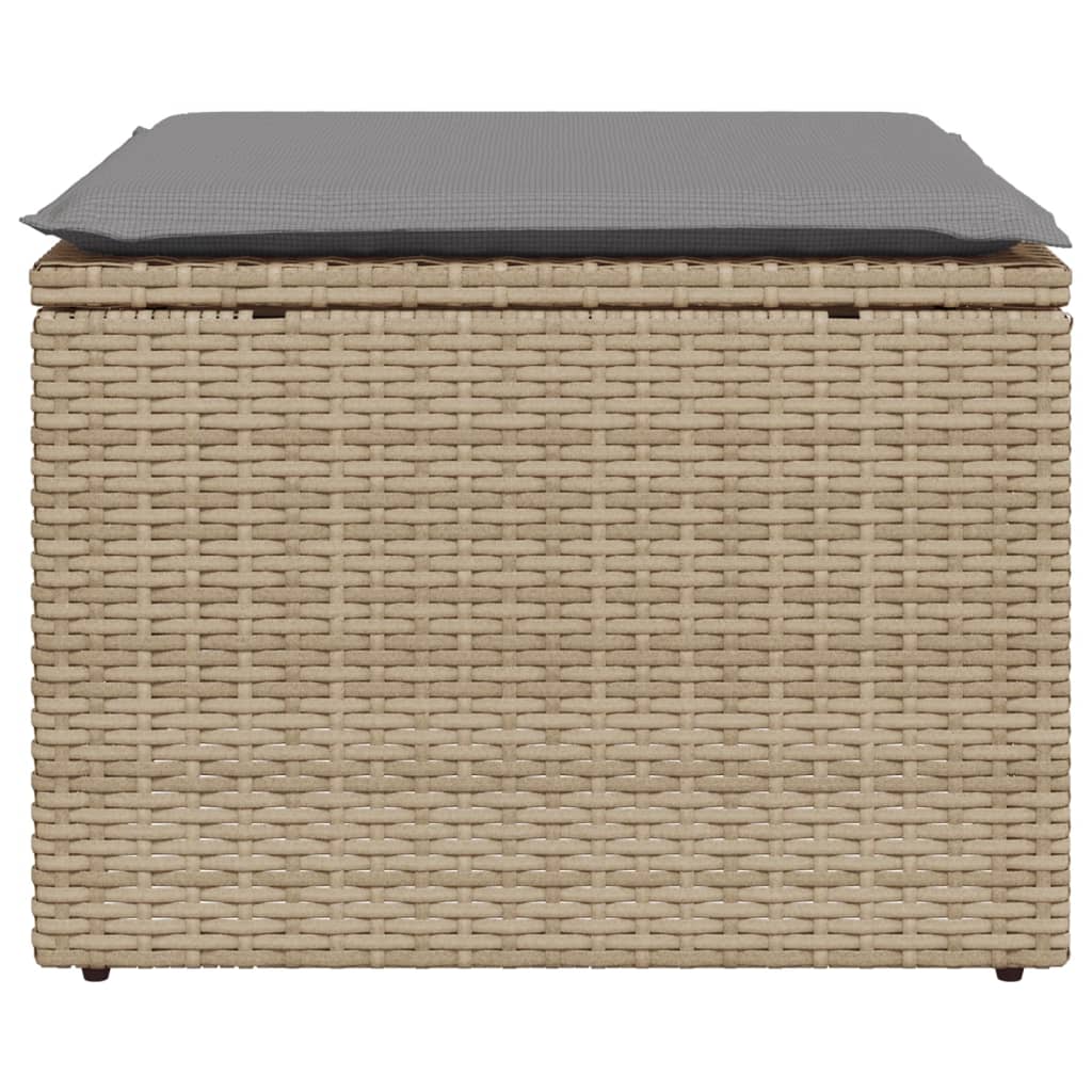 Tuinkruk met kussen 55x55x37 cm poly rattan beige Tuinpoefs | Creëer jouw Trendy Thuis | Gratis bezorgd & Retour | Trendy.nl