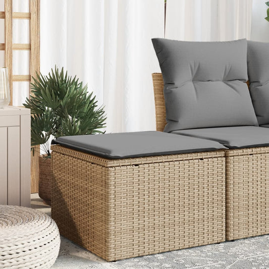 Tuinkruk met kussen 55x55x37 cm poly rattan beige Tuinpoefs | Creëer jouw Trendy Thuis | Gratis bezorgd & Retour | Trendy.nl